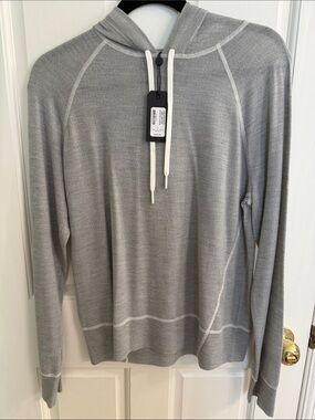 rag & bone Light Gray Hoodie with White Drawstrings